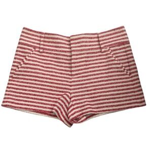 Alice + Olivia Red and White Striped High Waist Shorts